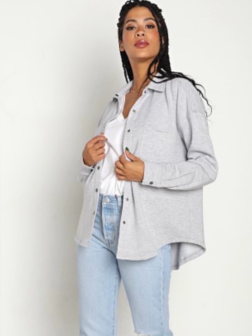 Z Supply WFH Modal Shirt Jacket Heather Grey Size Small